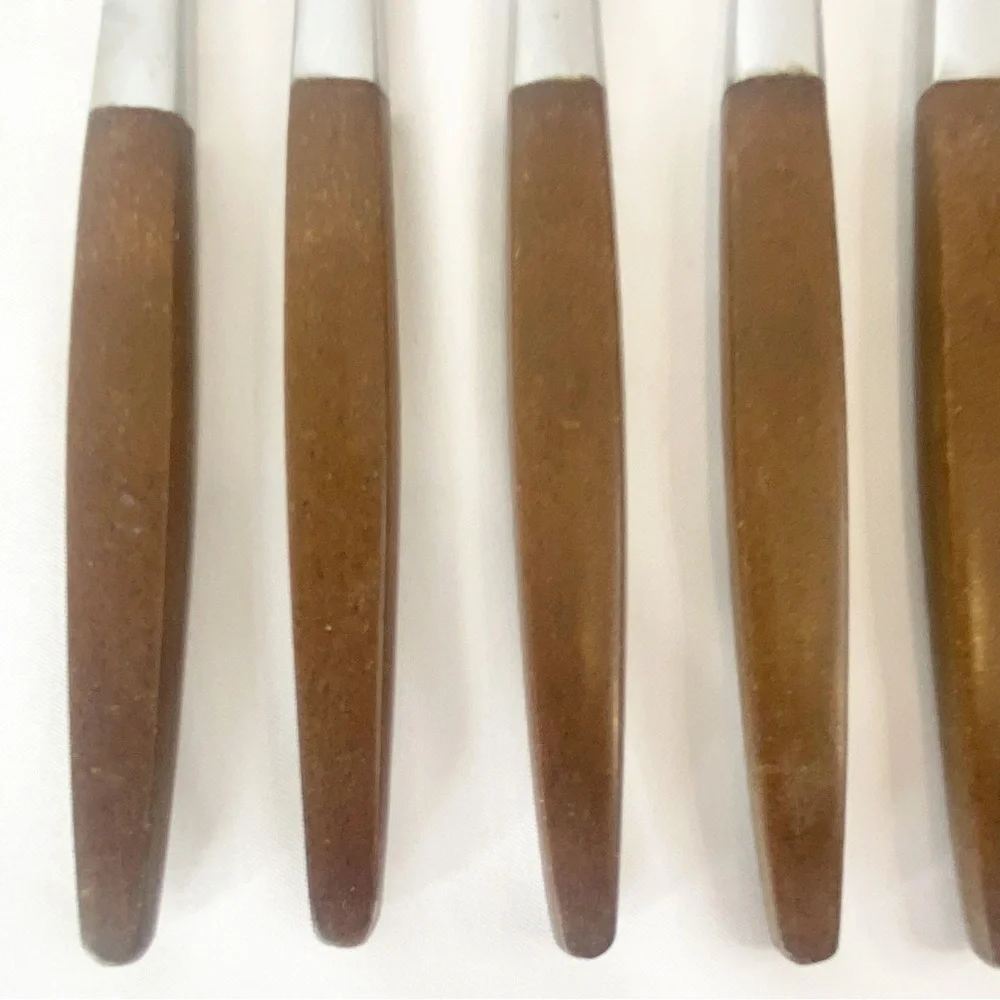 Pyramid Mix Lot 9 Replacement Flatware Wood Handles Japan Vintage Stainless MCM